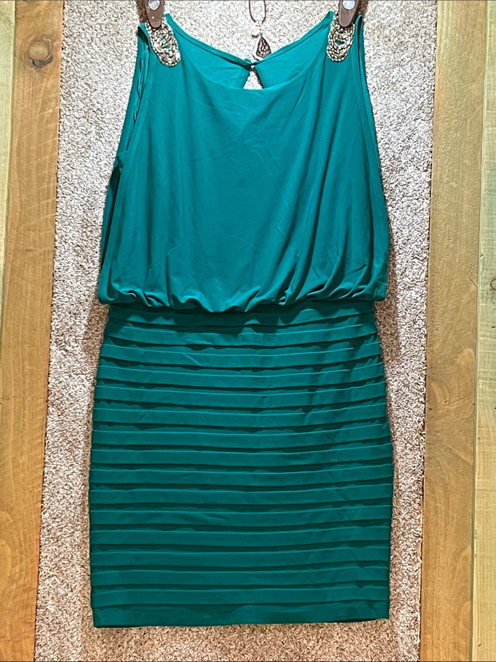 Scarlett Nite Teal Sleeveless Blouson Bandage Mini Dress